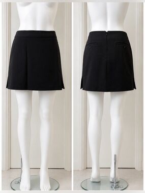 BCBGMaxAzria Classic Black A-Line Cady Black Skirt Side Slits sz 6